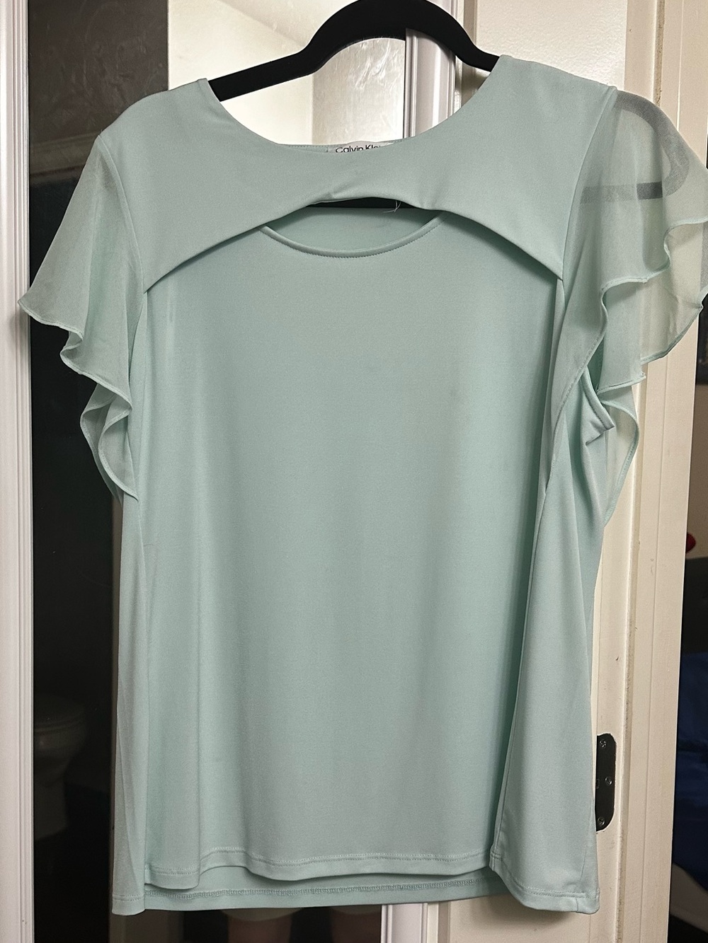 Calvin Klein Pale Mint Ruffle Sleeve Blouse
